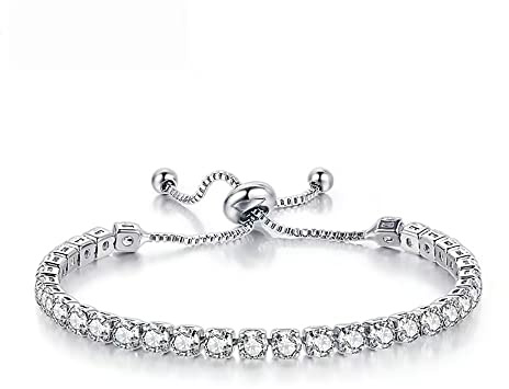 CCAIPU Bracelet Femme 18k Plaqué Or Zircone Strass Bracelet Classique Tennis Bracelet pour Femmes Filles Cadeaux
