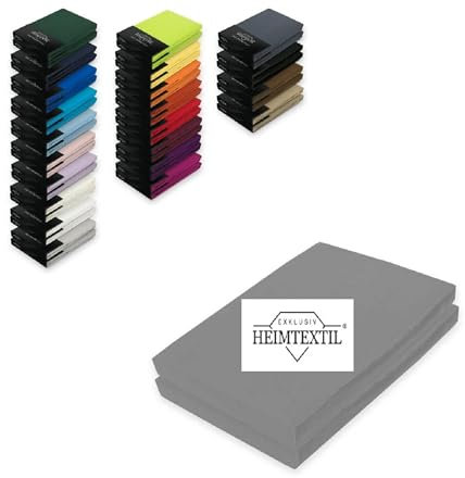 EXKLUSIV HEIMTEXTIL Doppelpack Marke Jersey Spannbettlaken 120 x 200 cm Grau