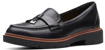 Clarks Women's Westlynn Bella Loafer, Black Leather, 6 UK Wide