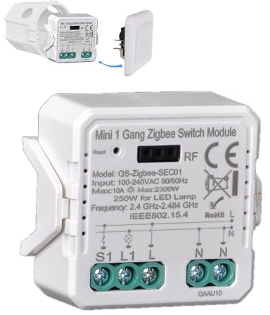 ZigBee interrupteur tuya intelligent Mini DIY rf module switch lumières compatible avec l'application Smart Life/Tuya, 1Gang zigbee module 220v-240v Compatible avec Alexa et Google Home