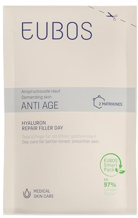 EUBOS ANTI AGE Hyaluron Repair Filler Day Nachfüllbeutel 50ml | Glättende Tagespflege mit Anti-Falten-Wirkung und Feuchtigkeit, Für anspruchsvolle Haut, 3-fach Hyaluron, ohne Mineralöl
