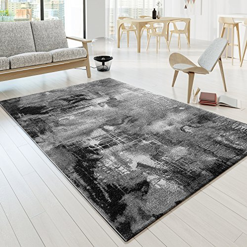 TT Home Wohnzimmer Teppich Kurzflor Soft Modern Abstrakte Designs, Farbe:Grau, Größe:160x230 cm