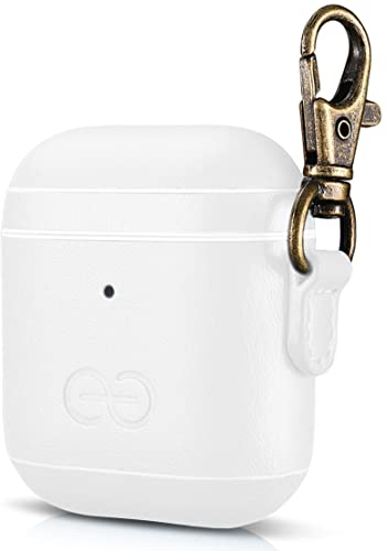 Dreem Om AirPods 1 & 2 Custodia in pelle vegana con clip - Compatibile con auricolari wireless Bluetooth Apple per iPhone - Bianco