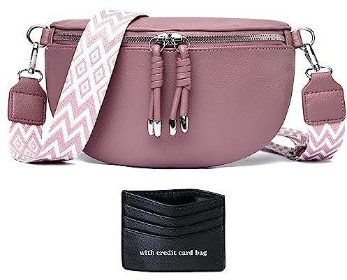 YISUOHOOM Bauchtasche Damen Umhängetasche klein Crossbody Bag Veganes Leder Brusttasche Kleine Handtasche Lila Geschenke für Frauen