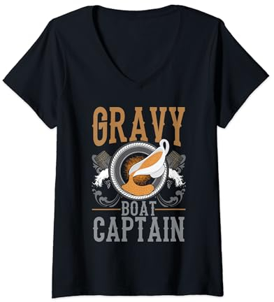 Gravy Boat Captain Thanksgiving Turkey Day Family Dinner V-Neck T-Shirt