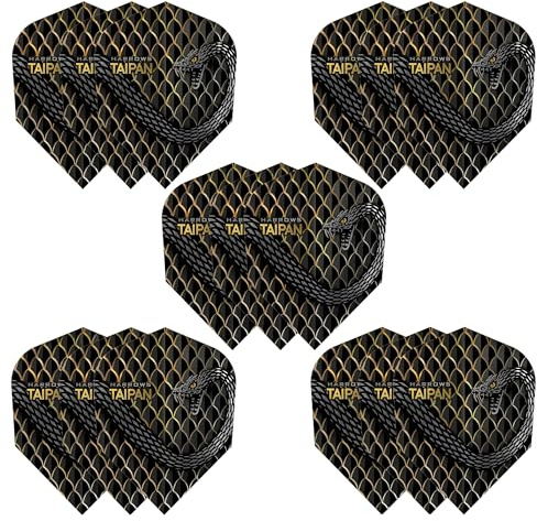 Harrows Taipan Dart Flights | 5 x sets Darts Flights (15 Flights Total) I 100 Micron Dart Flights I Premium Extra Strong Made in UK I Professional Darts Accessories I Gold Dart Flights