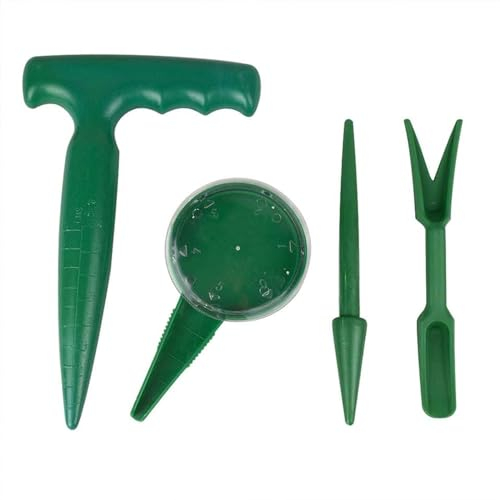 4pcs Pflanzhilfe Garten, Blumenzwiebel pflanzholz Werkzeuge, aus hochwertigem Kunststoff, Pflanzhilfe, Seed Dispenser, Pflanzhilfe für Garten, Setzholz Pflanzen, Grün
