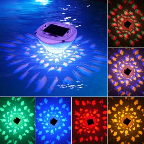 ACAREY Schwimmende LED RGB Teichbeleuchtung Unterwasser Solar Poolbeleuchtung, Solar Fischmuster Pool Licht, Gartendeko Laterne Für Draußen, Poollicht Teich (1 Stück)