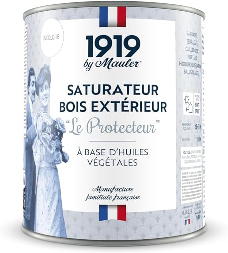 MAULER - Saturateur Terrasse Bois Extérieur - Le Protecteur Incolore 1L | Imperméabilise le bois, protection UV - A base d'huiles ultra pénétrantes - Manufacture Mauler depuis 1919