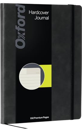 Oxford Journal, Lined Writing Notebook, Writer's Journal, Classic Notebook for School or Office, 192 Pages, 7.5 x 9.5, Hardcover, Black (75506)