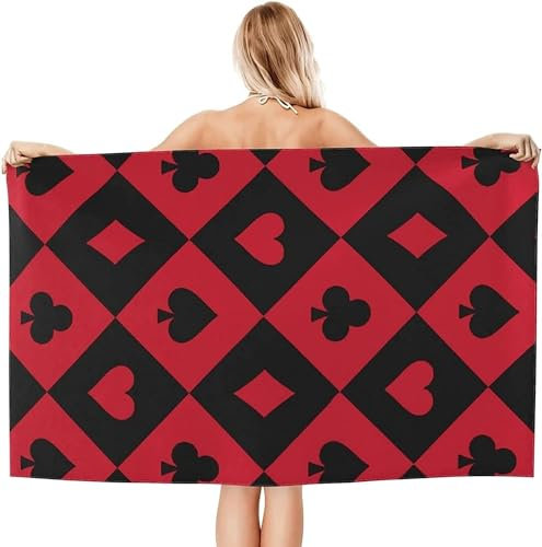 Latwerio Strandtuch Kartenspielen, 3D Handtuch Kartenspielen Badetücher, Absorbierendem Strandtuch Mikrofaser Weich Badetuch XXL für Camping Fitnessstudio Reise Strandhandtuch 150x200 cm A2309