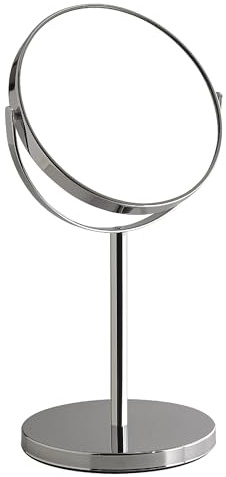 Gedy Anna Espejo de Aumento, Espejo Maquillaje; 2 Caras, 5X, Cromo, Metal y Cristal, 18 x 14,9 x 34,3