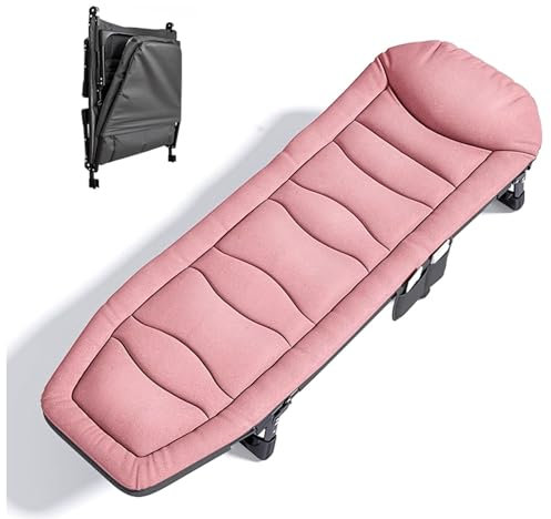 Klappbett Camping mit Matratze Tragfähigkeit 300 kg, Klappbett Gästebett mit Seitentaschen 5-stufig Verstellbare Rückenlehne, 190x65x31 cm