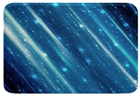 Homemissing Blau Glitzer (Kein Glitzer) Badteppiche Cute Stern Umkehrbar Badematte 40x60cm Abstrakte Kunst Badezimmerteppich für Modern Badvorleger