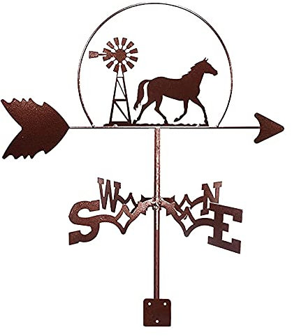 Girouette Girouette En Métal, Girouette En Acier Inoxydable Avec Toit Monté Décoration de Jardin Extérieur Ferme Cour Jardin Gazebo Girouette/Le Cheval