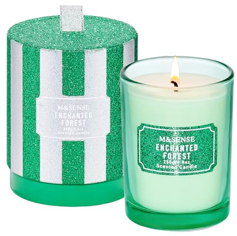 M&SENSE Candele Profumate della Foresta Incantata, Candele Natalizie Scintillanti per Donne, Candele di Soia Naturali per la Decorazione della Casa a Natale, Fino a 70 Ore