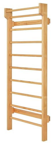 FANTASK Turntrainingsgeräte,Sprossenwand Holz, Kletterwand mit Klimmzugstange & 10 Sprossen, Turnwand Sportgerät 150kg Belastbar, Klettergerüst Indoor für Erwachsene und Kinder, 195 x 81 x14cm