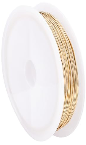 PH PandaHall 24K Vergoldeter Kupferdraht 24 Gauge Goldener Kupferdraht 0.5mm Schmuckdraht Perlendraht Für Schmuckherstellung Verpackung 65.6 FT / 21.8 Yards