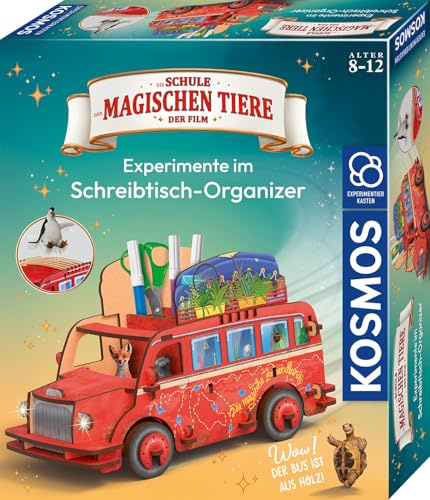 Kosmos 621384 Die Schule der magischen Tiere - Experimente im Schreibtisch-Organizer, den Bus aus dem Film zum Zusammenstecken, kombiniert mit 7 Mini-Experimenten, Bastelset für Kinder ab 8 Jahre