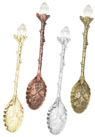 Ciieeo 4pcs Retro Cake Shop Spoon Stainless Steel Dessert Spoons for Restaurant Home Use