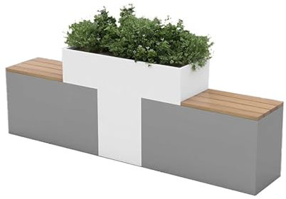 WANGHAI-666 Flowerbox with Bench Outdoor Iron Raised Planter Bench with 2 Garden Benchs Cafe Dining Room Creative Planter Box Partition to Grow Green Plants, Flowers and Vegetables Bench with Planter