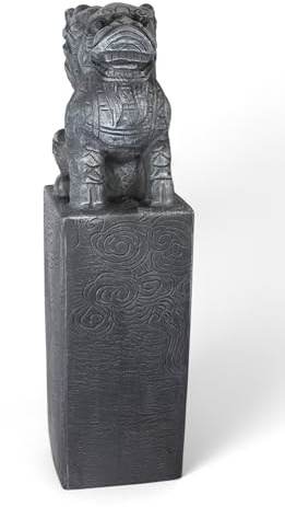 Arnusa Asiatische Drachen-Stele 79 cm – Wetterfeste Gartendeko in Steinoptik aus Polyresin – Japanische Statue für Garten, Teich & Terrasse