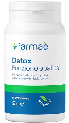 Farmaè - Detox - Supporta la Funzione Epatica e il Drenaggio dei Liquidi Corporei, con Combinazione di Estratti Naturali che Aiutano il Normale Funzionamento del Fegato, 60 Compresse