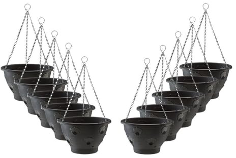 Thompson & Morgan Hanging Basket Garden Planter Plant Container with Water Reservoir for Flowers, Vegetables and Fruits (10 Pack, 30cm)