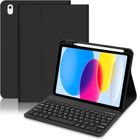 Hofsos Skydd med tangentbord för iPad från 11:e generationen A16 11 2025, tangentbordsfodral med UK-layout för 10:e generationen 2022, magnetiskt avtagbart tangentbordsskydd för Bluetooth-tangentbord