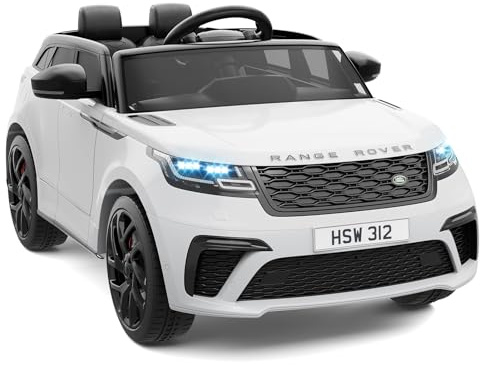Garvee 12V Voiture Electrique Enfànt, Land Rover Licenciée avec Télécommande, Musique & MP3, Véhicule Électrique pour Enfants 3 an+(Blanc)