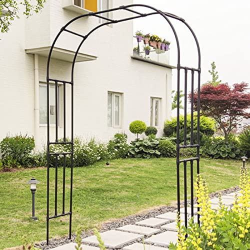 Pergola ad arco da giardino in metallo resistente alle intemperie per piante rampicanti, nero, 250 cm, pergolato e traliccio perfetto per prato, cortile, terrazza e decorazione per feste