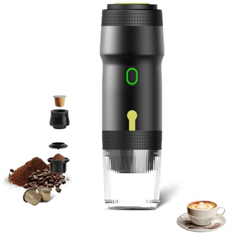 Machine à expresso électrique portable - Machine à café de voyage compacte avec auto-chauffage, charge USB-C - Pour café moulu, capsules NS, idéale pour le camping, le bureau, la voiture, le