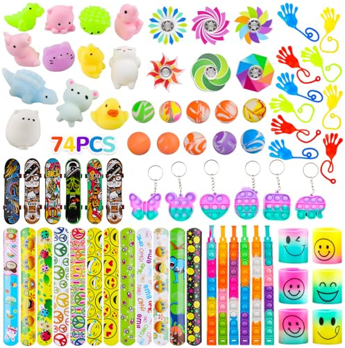 YnewL 74 Stück Mitgebsel Kindergeburtstag Set, Give Aways Kindergeburtstag, 9 Verschiedene Arten Kindergeburtstag Mitgebsel Set Kleine Geschenke für Jungen Und Mädchen