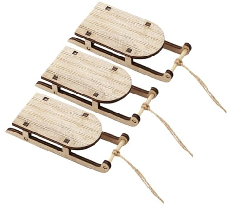 CLISPEED 3 Stück Kleiner Holzschlitten Tischdekoration für Zuhause mit Feiner Verarbeitung Mehr Stück Weihnachtsdesign Schlitten im Beige Ton für Festliche Stimmung