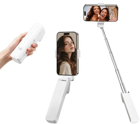 Bastone Selfie, Selfie Stick Portatile, 72 CM Treppiedi per Cellulare, Estensibile Cavalletto per Smartphone, per Registrazione Video, Campeggio All'aperto, Fotografia a Distanza (Bianco)