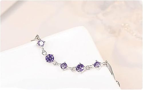 Silver Armband, armband ， kristallarmbandarmband för sterlingsilverarmband för kvinnor, kvinnor 925 Silver Armband Eleganta vågarmband med mosaik Amethyst Friendship Armband
