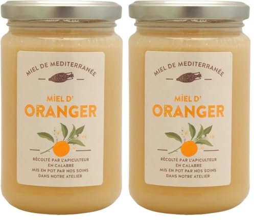 Les Ruchers du Luberon - Miel d'Oranger 400 g - 100% Naturel - Délicatement Parfumé - Non Filtré - Non Pasteurisé (Lot de 2)