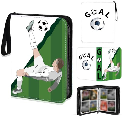 KBIBCK Sammelalbum Fußball Karten, Fussball Karten Sammelalbum für 400 Karten, 50 Seiten, Reißverschluss, Wasserdicht, 3-Ring-Mechanismus, Sammelkarten Album, Kompatibel mit Allen Arten vonKarten