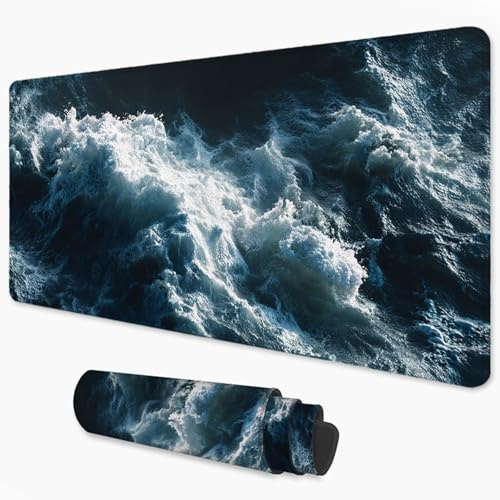 Alfombrilla Ratón Negro Mouse Pad 500x250 mm, Grande Alfombrilla Gaming Océano con Superficie Especial Que Mejora la Velocidad y la precisión, Mousepad Impermeable para Gamers, PC y Portátil 3Y-1078