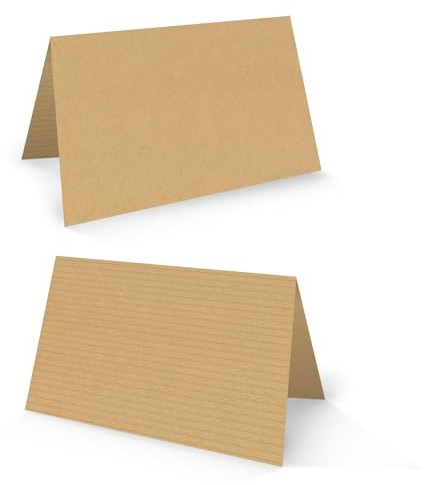 Logbuch-Verlag 100 Tischkarten Kraftpapier natur blanko Namensschilder Klappkarte Buffet Schild Tischaufsteller braun beige