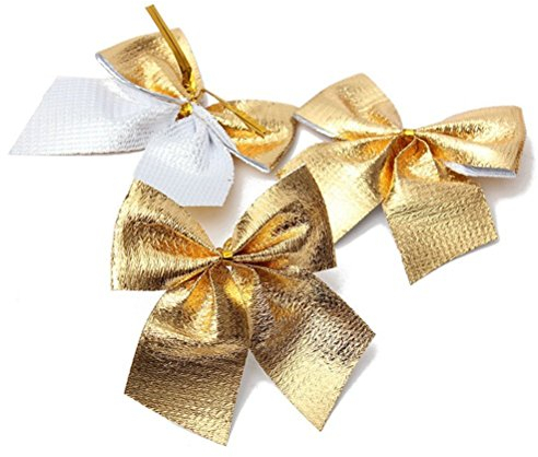 LUOEM Weihnachtsschleifen Gold 24 StüCk Glitzernde Dekorative Schleifen FüR Christbaum Bastelarbeiten Hochzeiten Und Festliche AnläSse GrößE 5.5 Cm