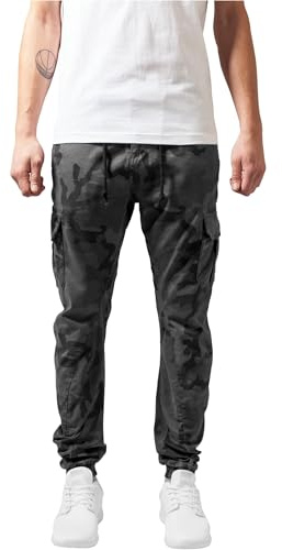 Urban Classics Herr byxor AOP glencheck Cargo joggingbyxor, grå kamo, 32 SE