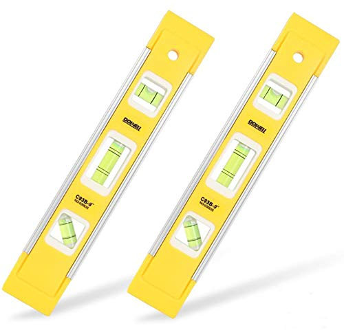 DOWELL 22,9 cm magnetische Box Wasserwaage Torpedowaage (2 Stück), 3 verschiedene Blasen/45°/90°/180° Messung, stoßfest, Torpedo-Wasserwaage