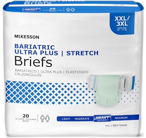 McKesson Ultra Plus Stretch Briefs, XXL/3XL, Heavy Absorbency, 77 in, 20 ct