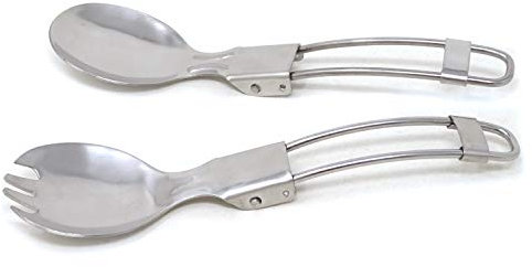 Honbay Portable Stainless Steel Folding Spoon and Spork for Camping, Travel and other Outdoor Activities