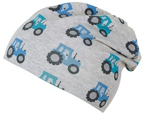 Sterntaler Beanie Traktor - Coole Baby Mütze aus Single Jersey Melange mit Allover Traktor Druck - Jungen UV-Schutz 50+ Mütze - Baby und Kinder Übergangsmütze