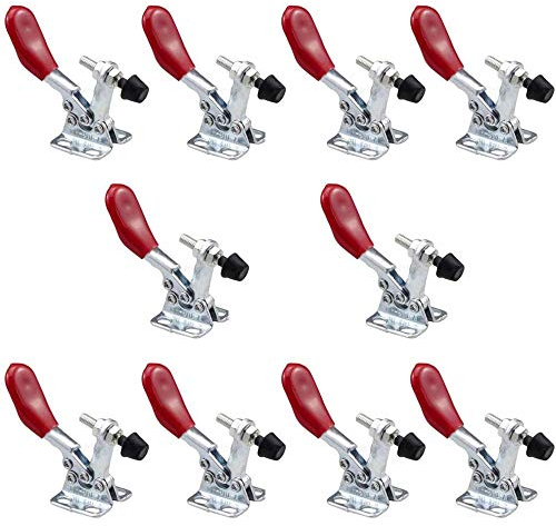 MINGZE Kniehebelspanner, Kleiner Waagrechtspanner Schnellspanner Knebelklemme Handwerkzeuge Klemmen Toggle Clamp Haltekraft Spannhebel Fassungsvermögen mit Antislip Handgriff (10 Stück GH-201-A 30 kg)