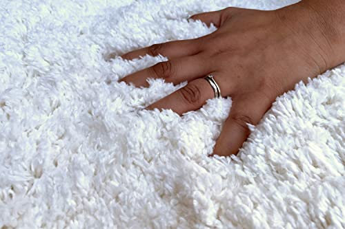 floor factory Hochflor Shaggy Teppich Pearl weiß 80x150cm wunderbar weicher Langflorteppich mit Ökotex