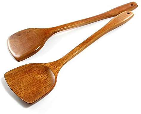 Linwnil Wooden Spatula for Cooking Nonstick, Kitchen Wok Spatula Utensil Set,15 Wooden Turner Serving Tool for High Heat Stirring in Nonstick Pans