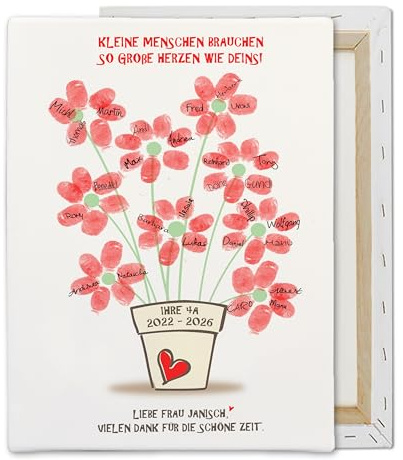 Feenstaub Abschiedsgeschenk Lehrerin, Erzieherin, individuelles Geschenk Kindergarten, Grundschule, personalisierbares Fingerabdruckbild, Geschenk zum Ruhestand, Abschluss, Leinwand gestalten
